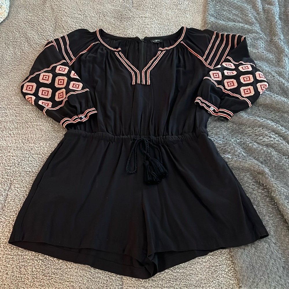Ann Taylor LOFT Women Black Romper, Small, Black